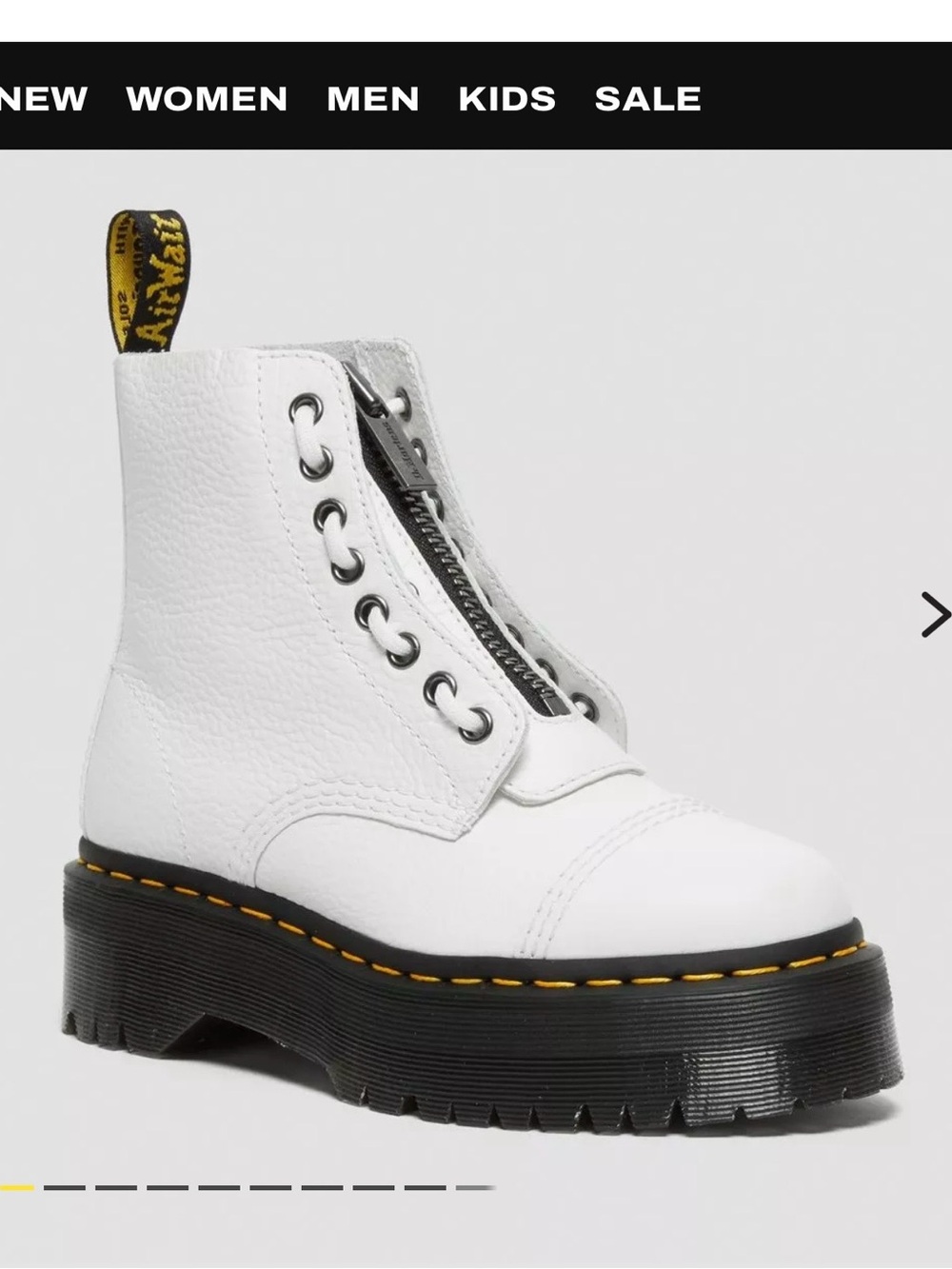 Dr. Martens White Leather Platform Zip Lace-Up Boots